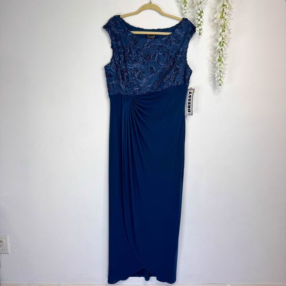 NWT CONNECTED APPAREL Sequin Draped Gown